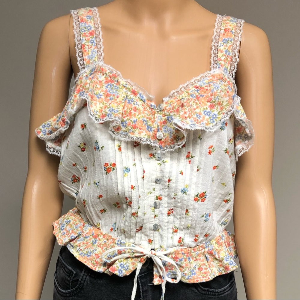American Eagle V-Neck Floral Cinch Cami, Size S